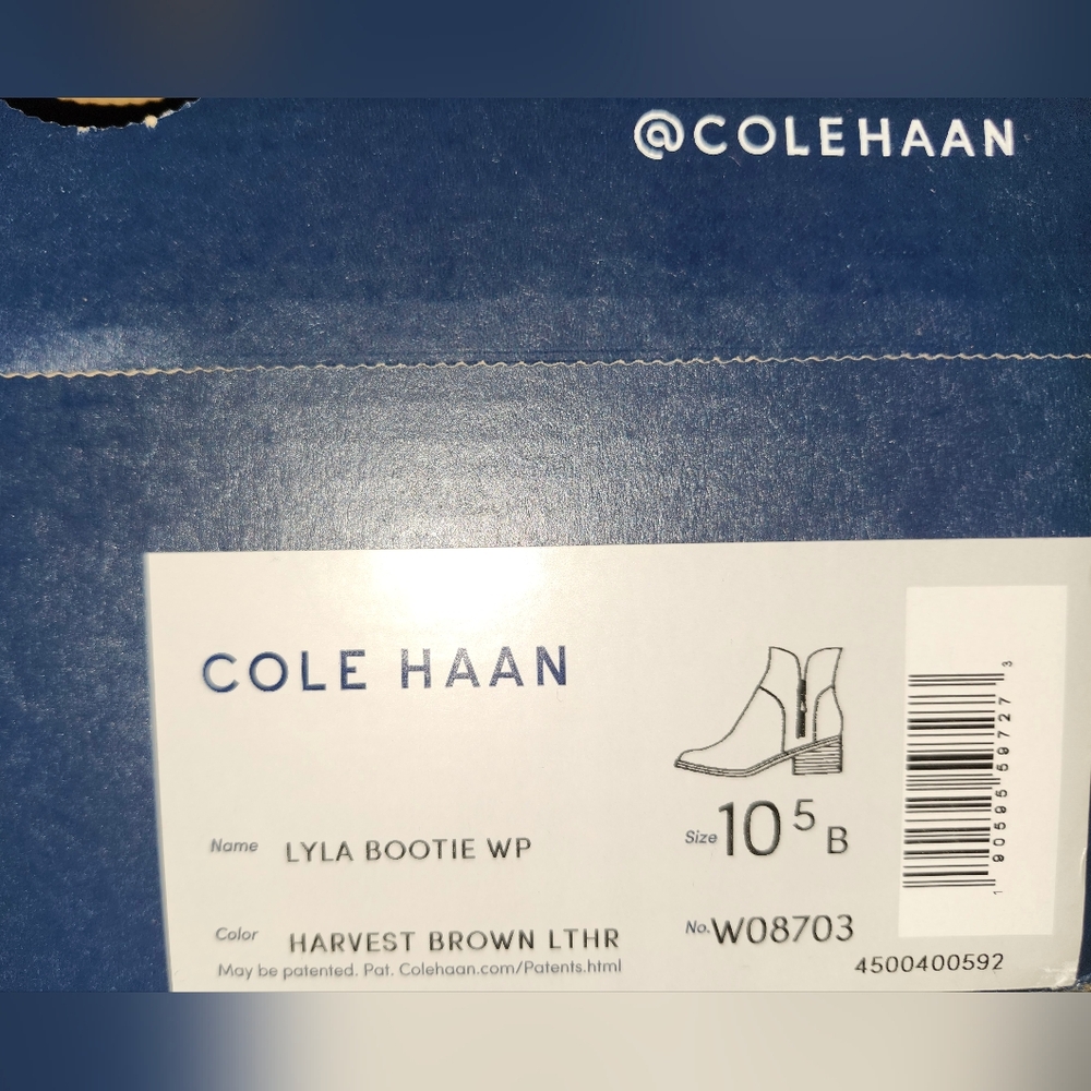 NEW Cole Haan Lyla Harvest Brown Leather Waterproof Boots 10.5 - Picture 7 of 8
